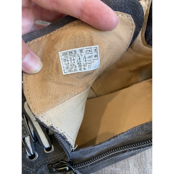 Ugg Shoes Womens Size 7 Gray Olive Trainer Casual Suede High Top Basic Sneakers - Picture 3 of 13